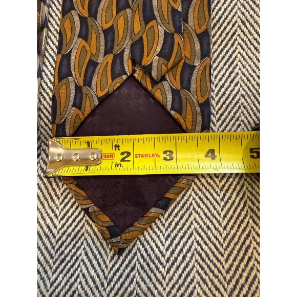 Louis Roth Mens Silk Ties Set Of 2 Geometric Patterns Brown & Gold 3.75" Wide 32 - Picture 4 of 7